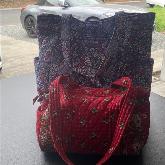 Vera Bradley bundle! Purple Tote Bag and small Red Satchel - Picture 2 of 4